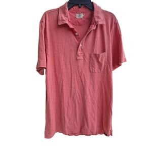 Faherty Men's Red Coral Knit Polo Shirt Sz M Short Sleeve Coastal Beach Casual